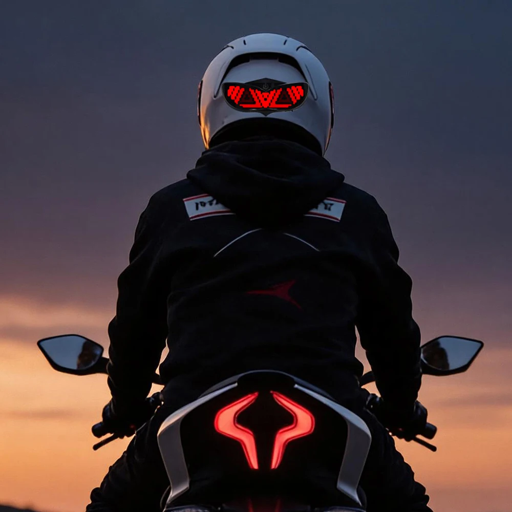 New LED Motorcycle Helmet Tail Light Helmet LED Warning Light Motorbike Accessories Bike DIY LED RBG Screen LED Helmet Display