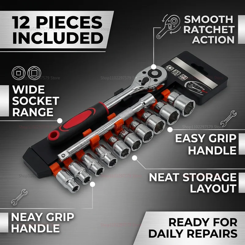 12 Piece Automotive Socket Set - огляд і ціна Tools Set Workshop