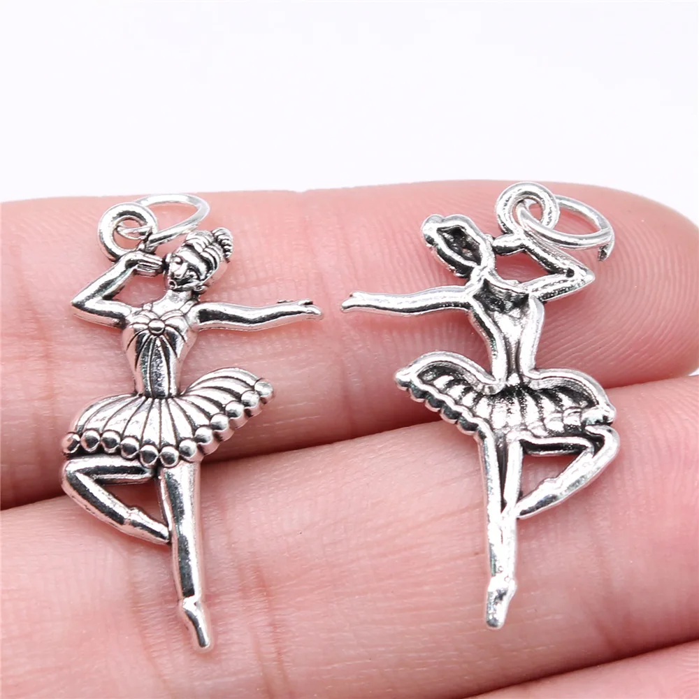 10pcs Ballet Dance Charms Pendant For Jewelry Making DIY Handmade Tibetan Finding Jewelry