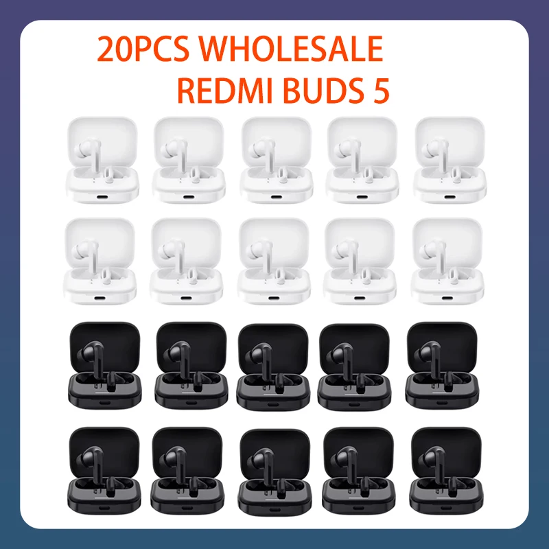 15Pcs Xiaomi Redmi Buds 5 Wholesale Earphone Bluetooth 5.3 46dB Active Noise Cancellation 40h Long Battery Life Headset