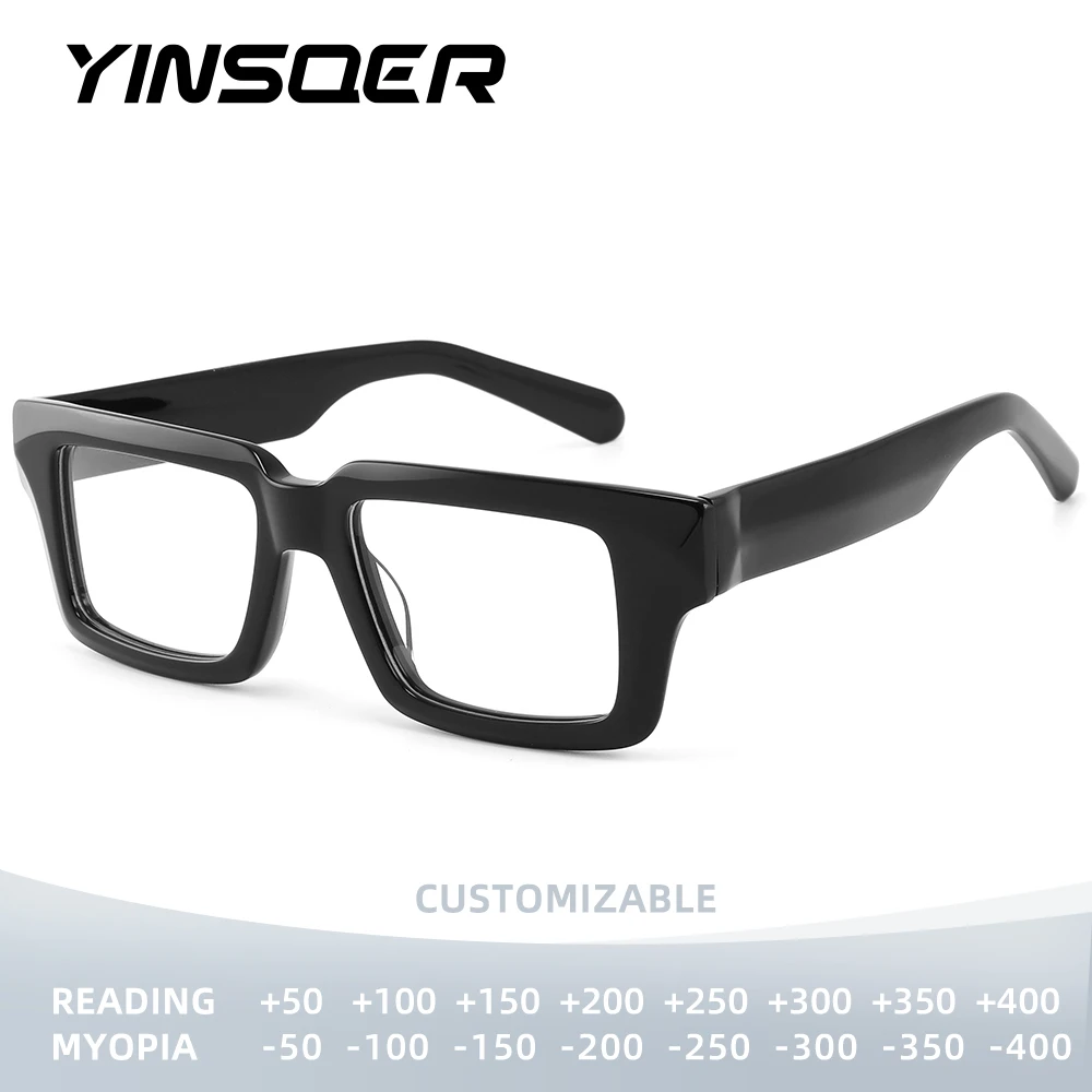 

Оправа для очков YINSQER квадратной формы из ацетата для мужчин и женщин, оптические очки с диоптриями, антибликовые, для чтения, с возможностью индивидуальной настройки