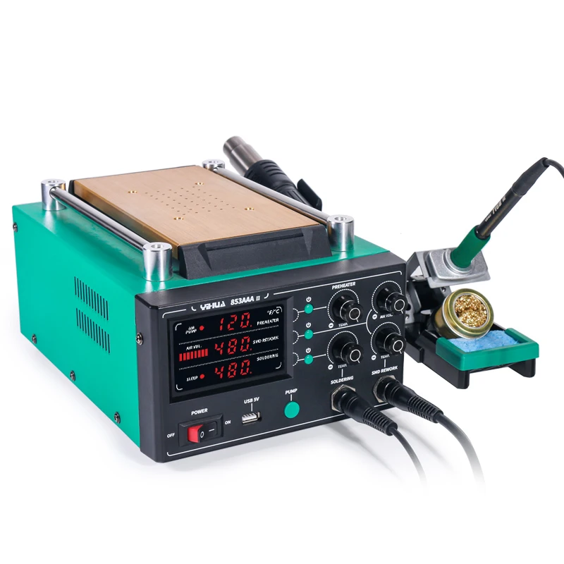 YIHUA 853AAA-II 3-in-1 Soldering Station for Micro Soldering & Phone Screen Repair BGA Rework Station