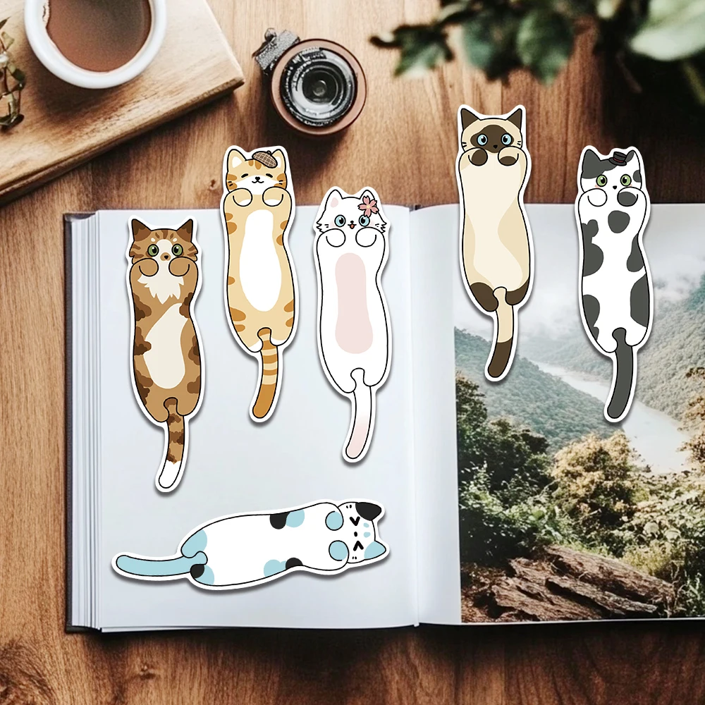 30 قطعة سلسلة الإشارات المرجعية على شكل قطة كرتونية بسيطة محمولة باليد مواد إبداعية فنية قراءة الإشارات المرجعية الورقية إشارات مرجعية ذاتية الصنع