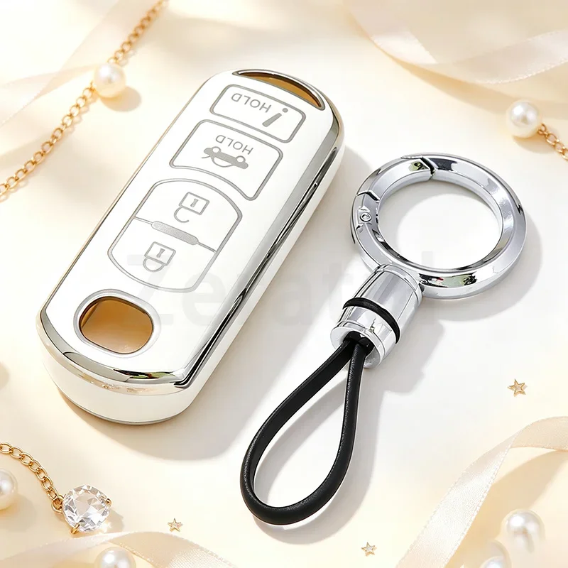 4 Button Silver Edge TPU Shell Protected Fob Car Remote Key Case Cover For Mazda 2 3 6 Atenza Axela Demio CX-5 CX5 CX-3 CX7 CX-9