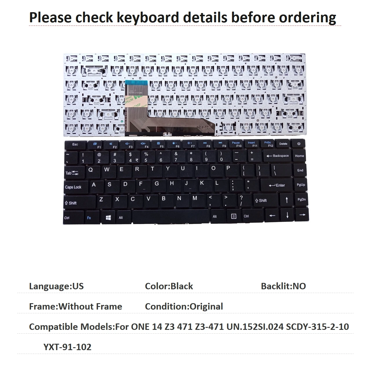 Nuevo teclado en idioma estadounidense para Acer ONE 14 Z3 471 Z3-471 UN.152SI.024 SCDY-315-2-10 YXT-91-102, teclado de repuesto para ordenador portátil