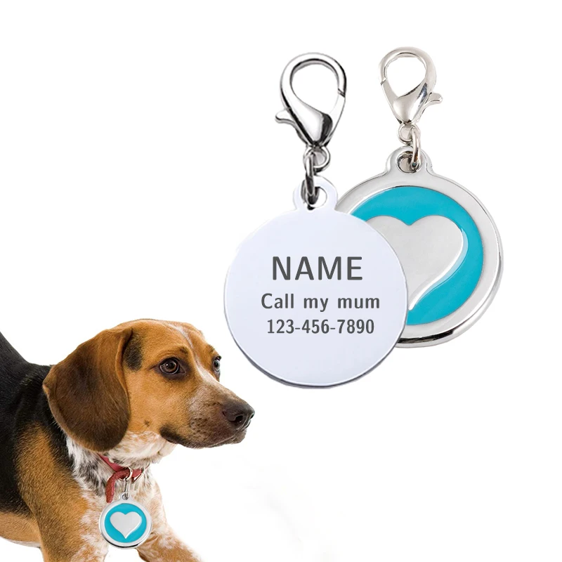 Cute Love Models Can Be Lettered Dog Tag Metal Pet Dog Tag Anti-lost Lettering Pet Dog Tag Custom Logo Keychain Pet Accessories