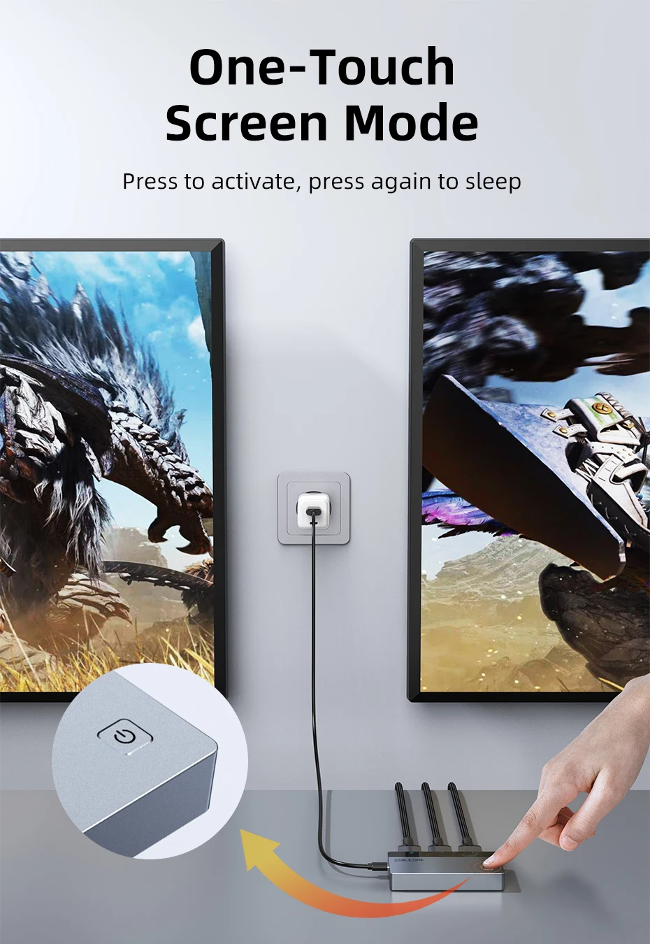 CABLETIME HDMI Splitter 1 IN 2 4K 60Hz LED Licht Bildschirm Splitter für HDTV Computer Monitor Schalter PS5 Xiaomi MacBook Laptop – Detail 11