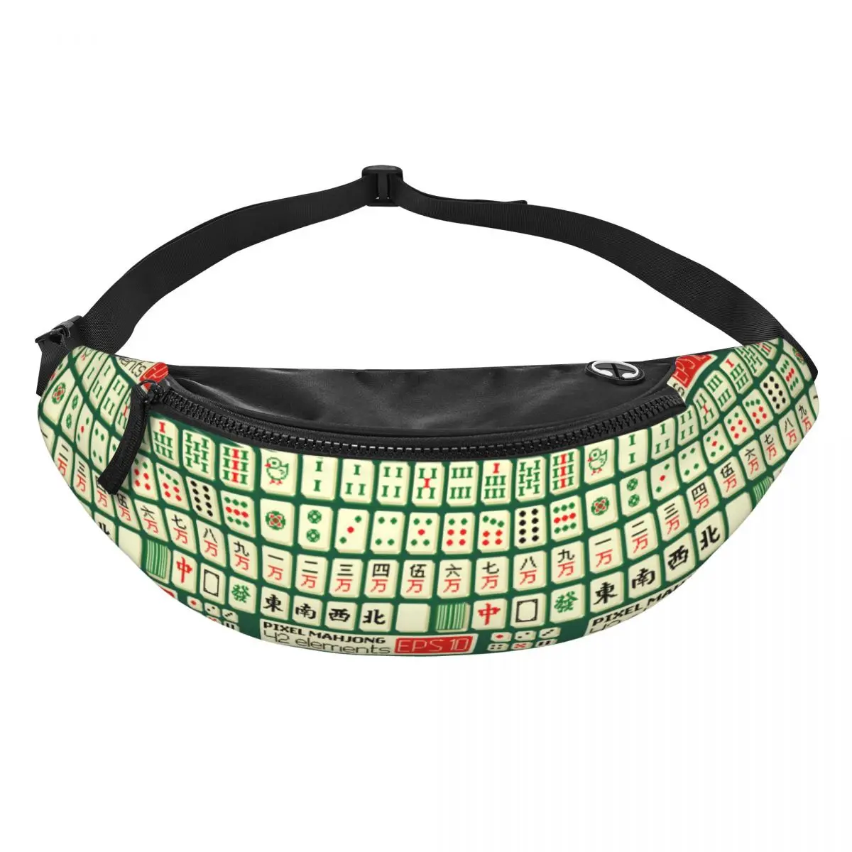Custom Mahjong Tile Game Pattern Fanny Pack Men Women Crossbody Waist Bag for Cycling Camping Phone Money Pouch