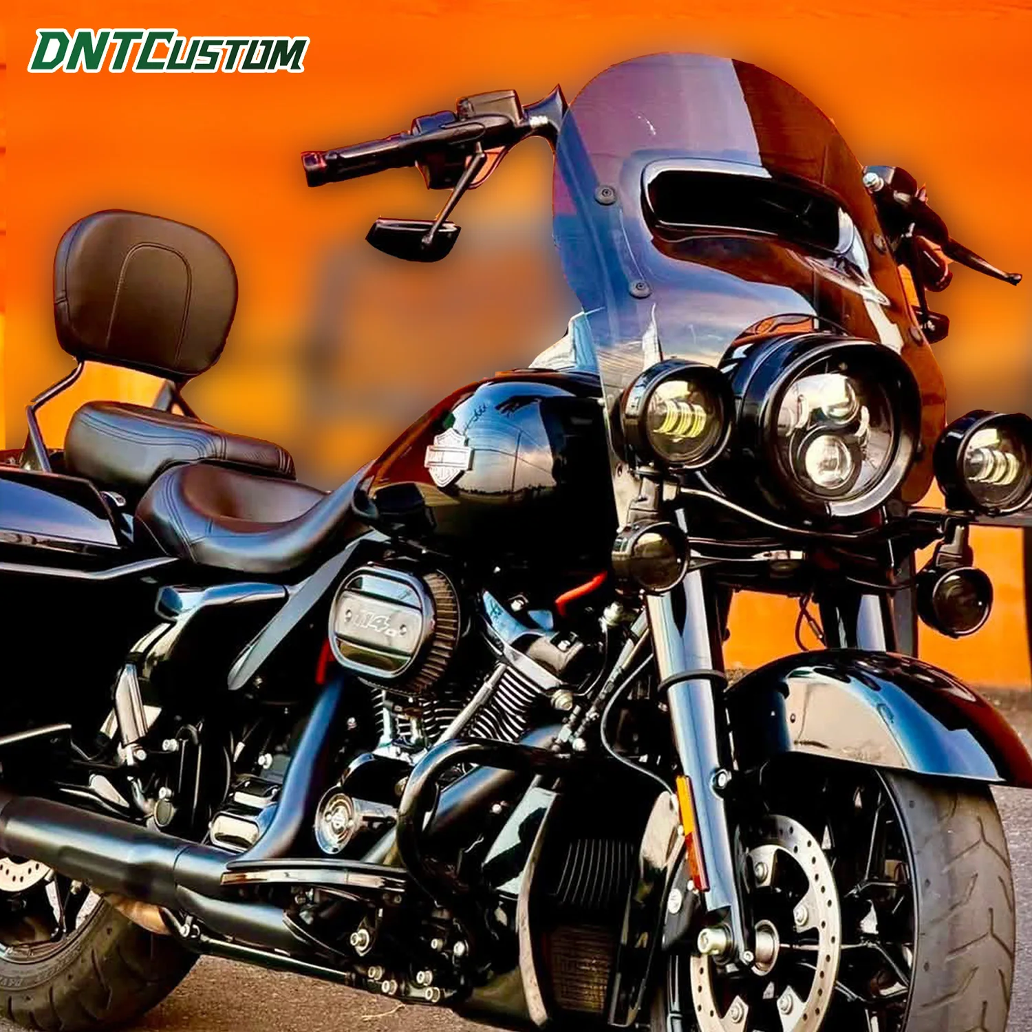 DNTCUSTOM 22.4 inch Smoke Detachables Wind Splitter Vented Windshield for Harley 1994-2025 Road King Road Glide 2015-2020