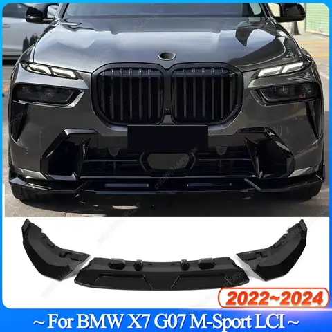 BMW X7 G07 M-Sport LCI 2022 2023 2024 앞 범퍼 스플리터 립 스포일러 디퓨저 가드 커버 글로스 블랙 바디 키트 튜닝