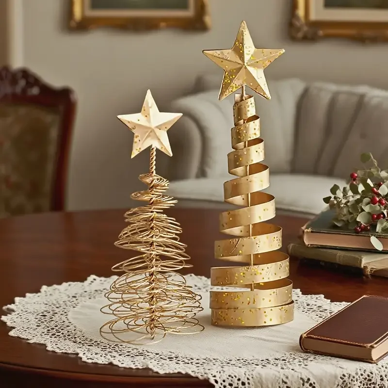 

1/3pcs Golden Mini Christmas Trees- Elegant Tabletop Decorations with Stable Base,Sophisticated Craftsmanship,Best for Christmas