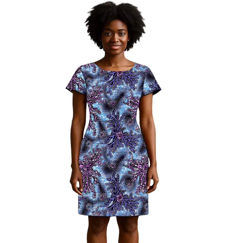 Abito da donna a maniche corte dal design originale African Couture Abito stampato Abiti da festa tradizionali su misura