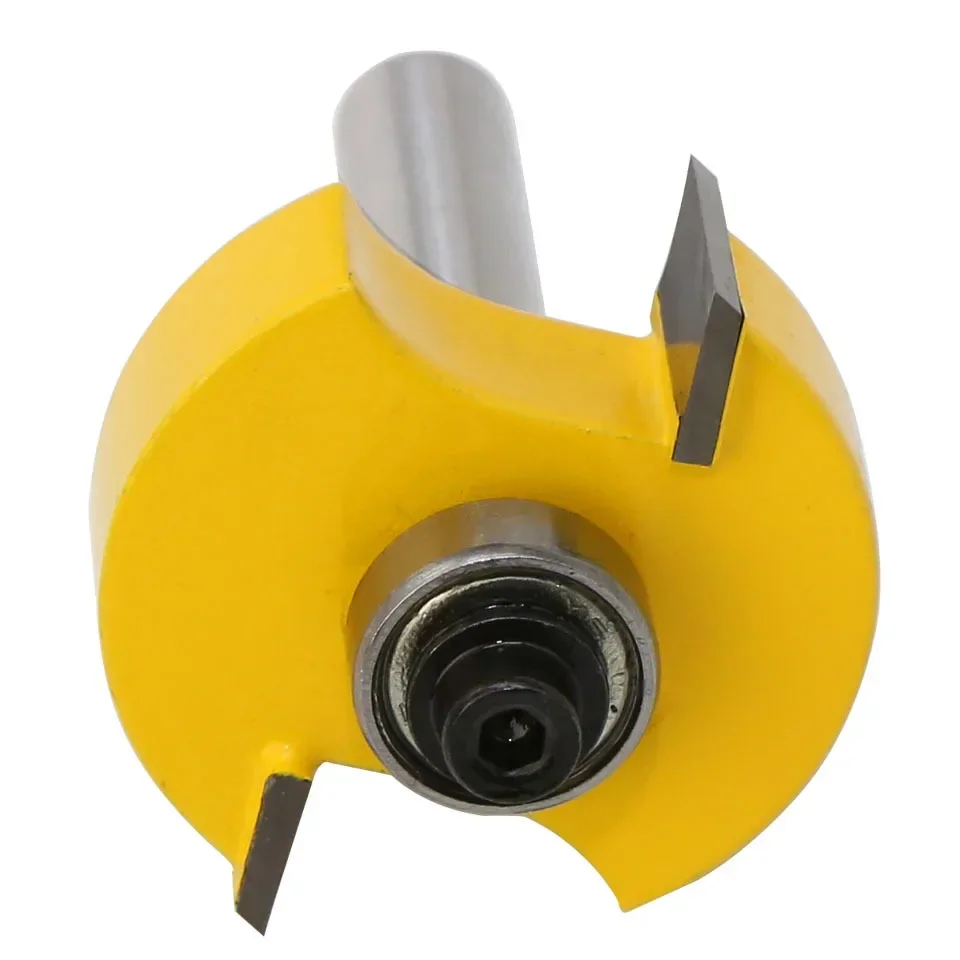 1Set 8MM Shank Milling Cutter Wood Carving Rabbet Router Bit with 6 Bearings Set -1/2"H Woodworking cutter Tenon Cutter for Wood