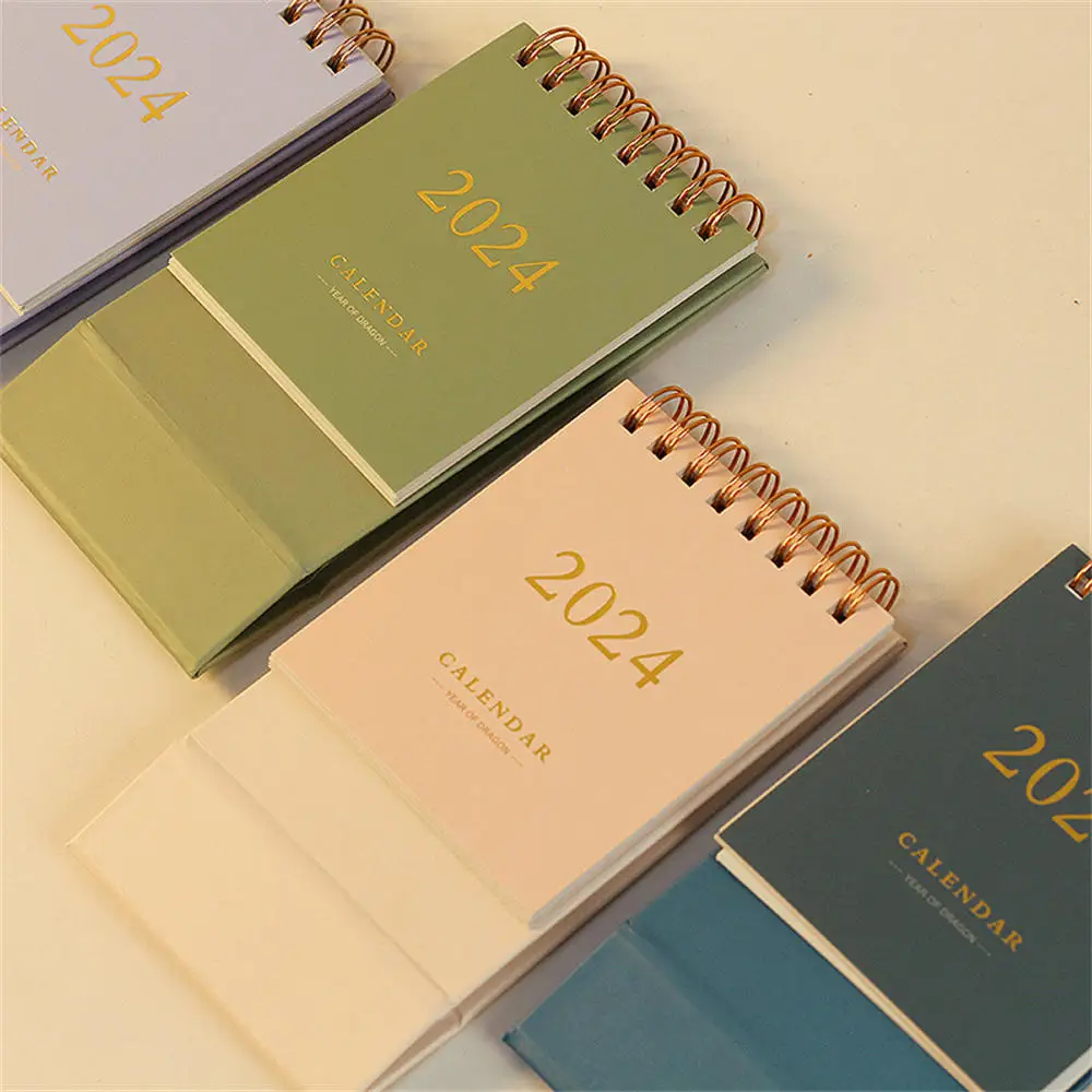 New 2024 Simple Solid Color Mini Desk Calendar DIY Portable Desktop Calendars Dual Daily Schedule Table Planner