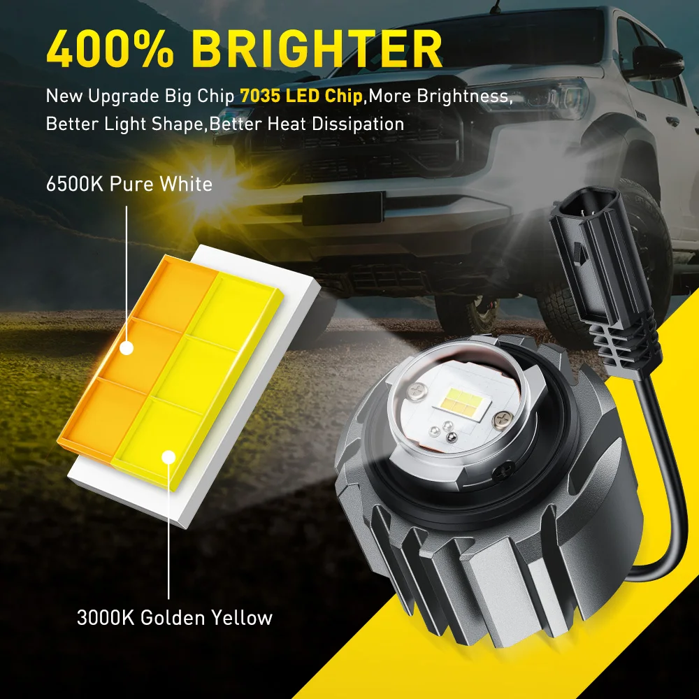 AUXITO L1B Fog LED DRL Driving Light Canbus 80W 16000LM 3000K 6500K Car Fog Lamp 7035CSP Bulb For Toyota Honda 12V No Error 2Pcs
