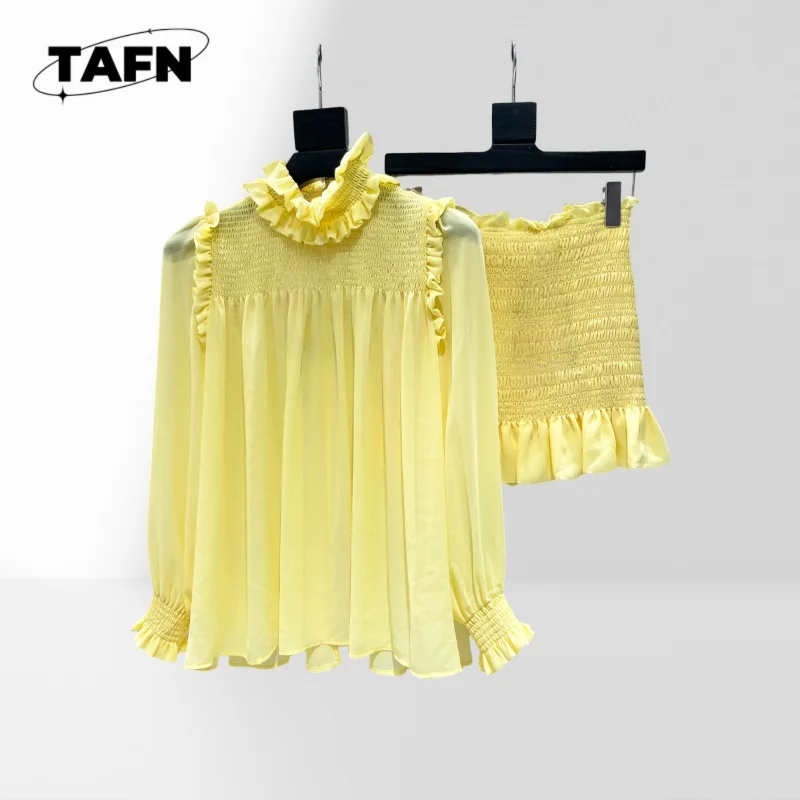 

Women's Ruffle Collar Shirt Office Long Sleeve Blouse Women's Tunic Blouse Lightweight Long Sleeve Shirt Set AH0154