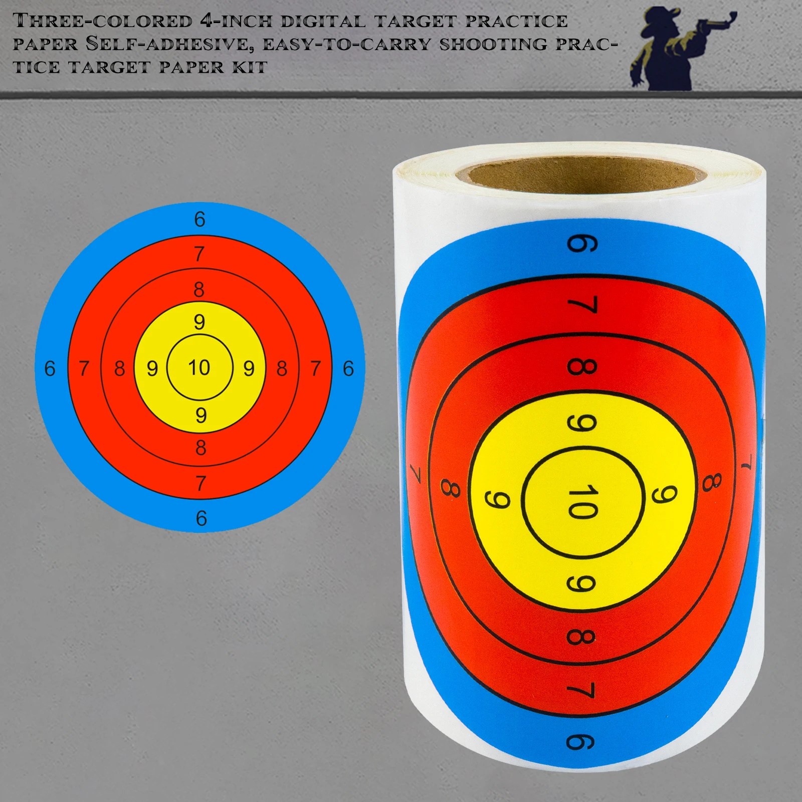 Color Ring Digital Accurate 100Pcs 4inch Shooting Practice Target Stickers Shooting Target Training Supplies Stickers Shooting Target Label (Can Be Used for Real Guns to Practice with Air Gun Practice)