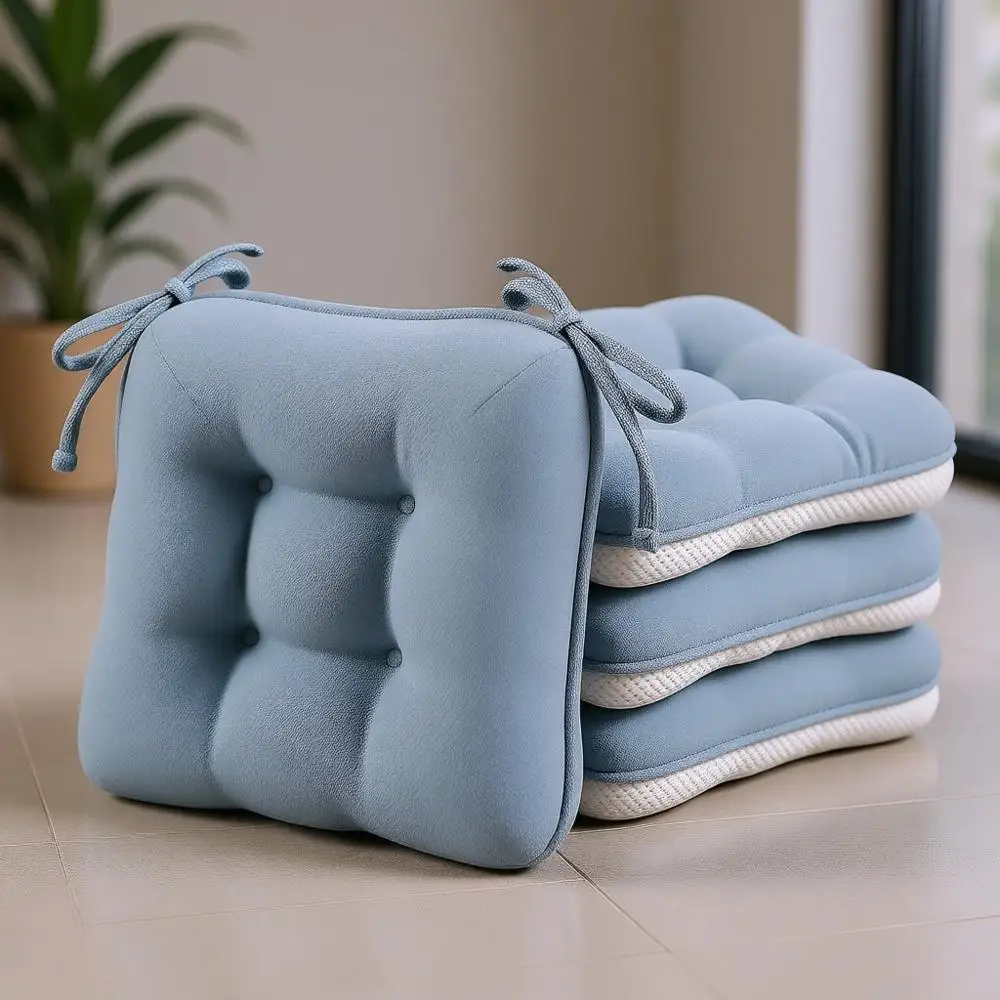 4-Piece Dining Chair Cushions, 3.5 Thick, Smoky Blue, Non-Slip, 16x16x3.5 for Kitchen, Dining Room, or Patio