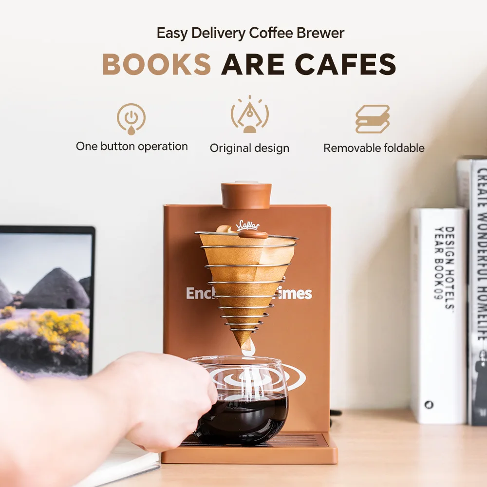 Portable Drip Coffee Maker Electric Pour Over Coffee Machine 300ml Tank Foldable Detachable 7 Holes Book Shaped Coffee Brewer
