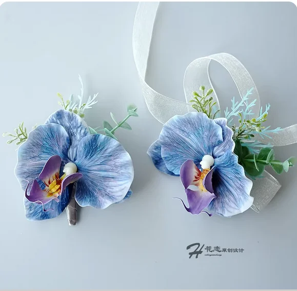 Commercial wedding Phalaenopsis simulation cardigan Bride and groom wedding corsage bridesmaid parents and family full set.