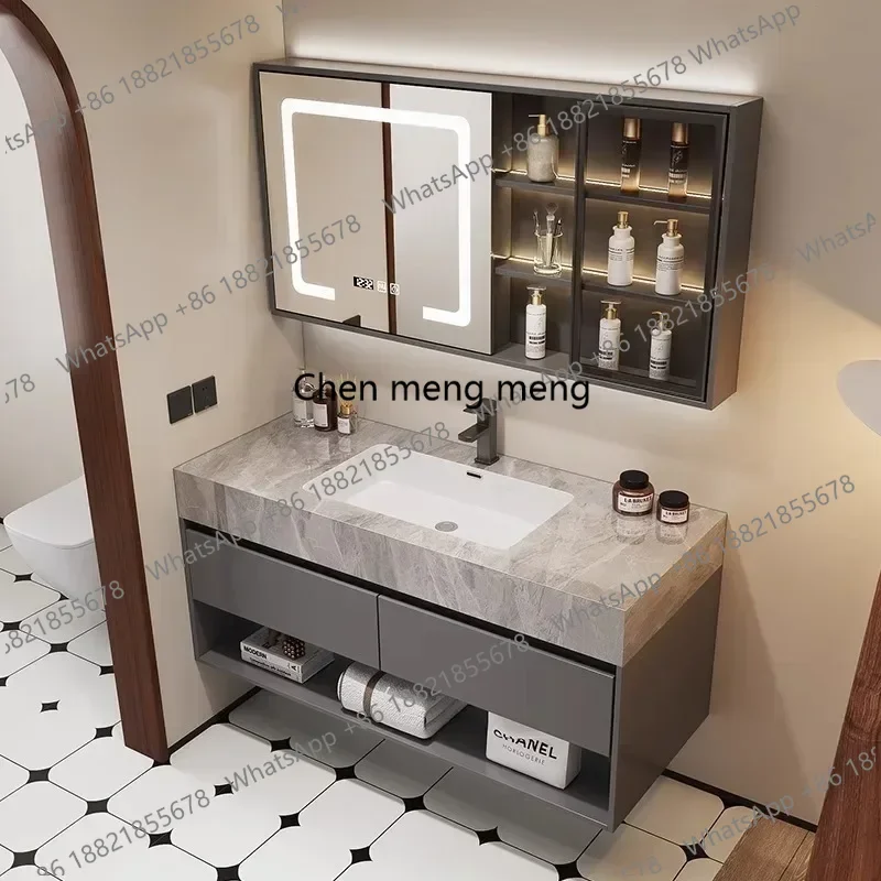 

Bathroom Cabinets Slate Integrated Basin Bathrooms Vanity with Sink Combo,Large Storage Soft-Close Doors Vanity,Bathroom Dresser