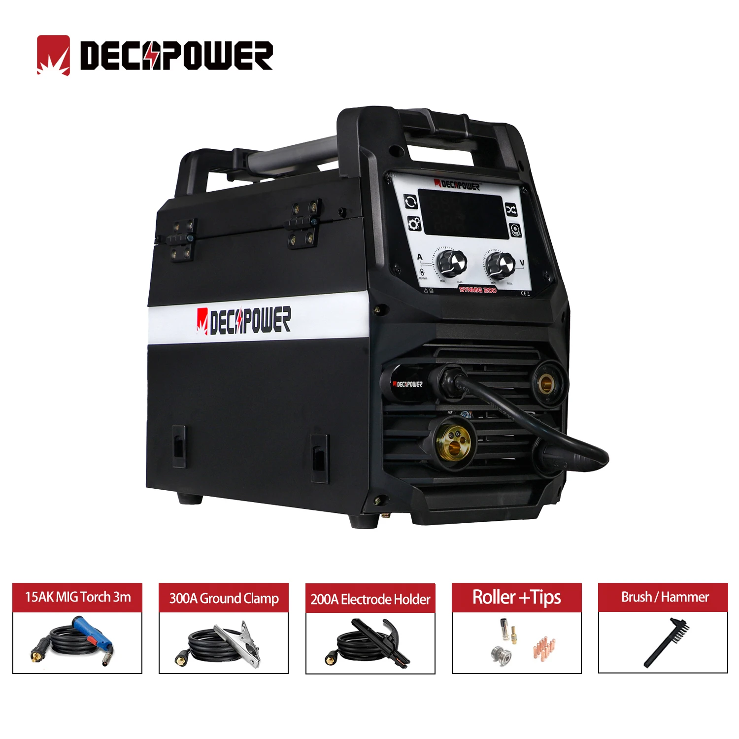 Decapower SYNMIG 200A Semi-automatique MMA TIG  MIG MAG Flux 4 en 1 welder gas and no gas welding machine