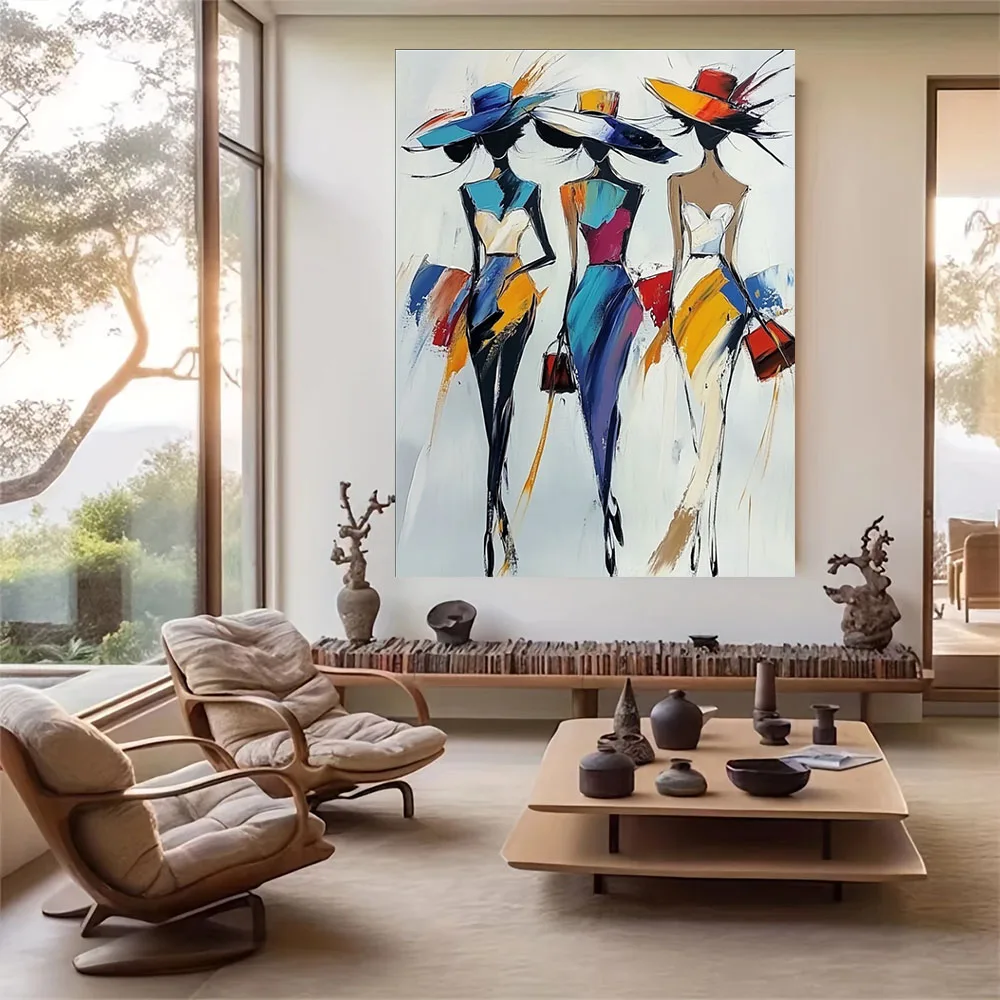 Large Scale Abstract Handmade Texture Painting, Figure Abstract Oil Painting, Modern Mural Painting, Living Room Decoration Wall