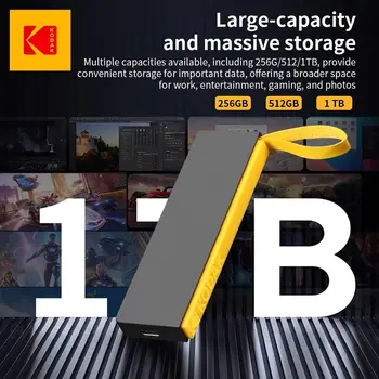 Přenosný SSD externí pevný disk KODAK 2TB 1TB 512GB 256GB Flash USB 3.2 Type-C Mini PSSD pro notebooky, stolní počítače, chytré telefony 10 nejlepší prodej 512GB externí SSD - №8