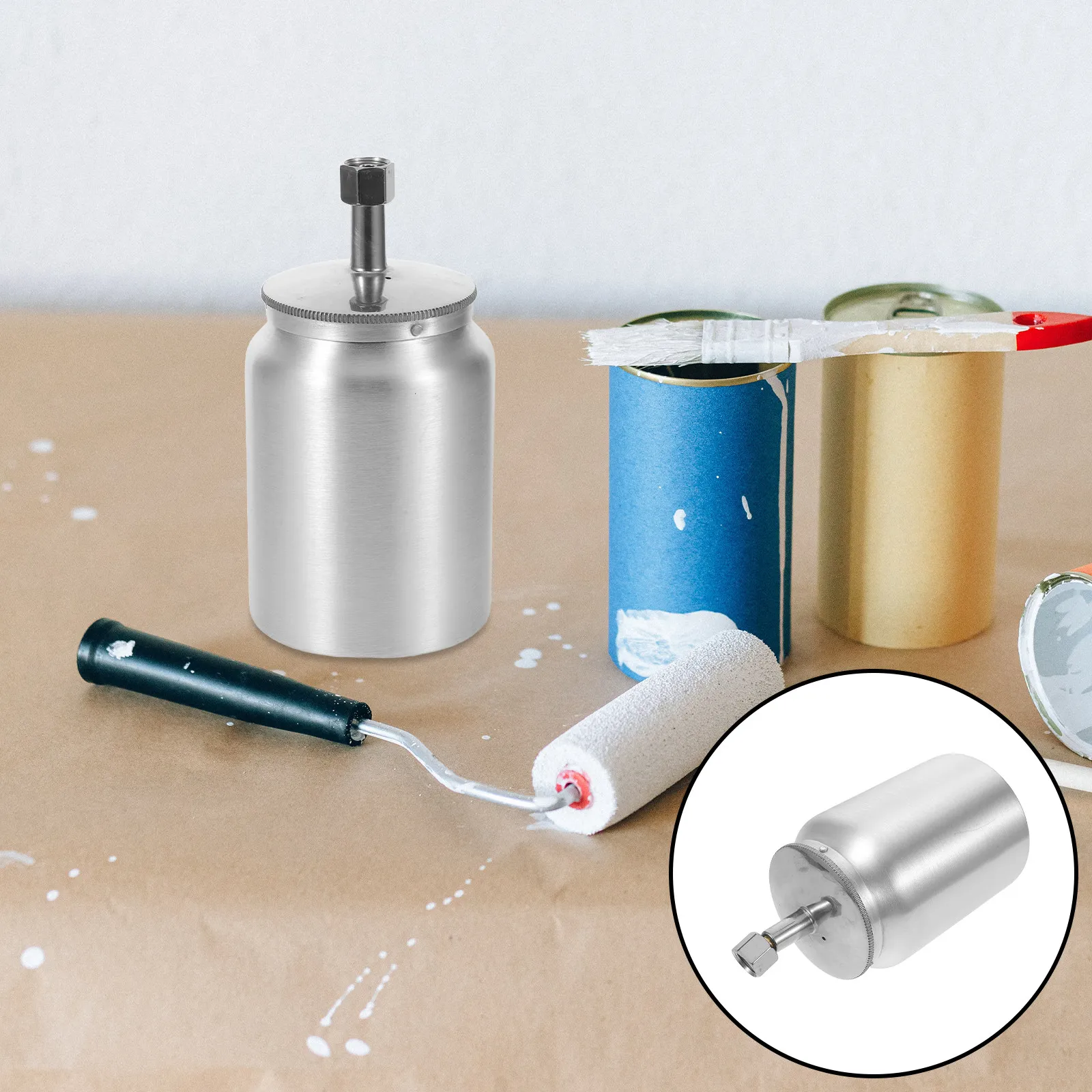 

600Ml Aluminum Paint Sprayer Pot with Internal External Threads for Hvlp Spray Gun Compatible Automotive Repair Furniture