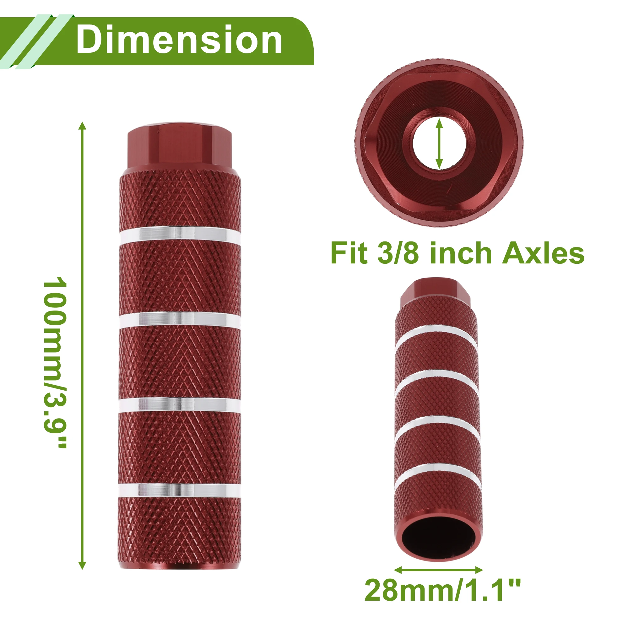 

X Autohaux противоскользящие велосипедные подножки длиной 100 мм, четыре полоски, текстура, подставки для задних сидений велосипеда, подножки для велосипеда, оси 3/8 дюйма, черный, красный