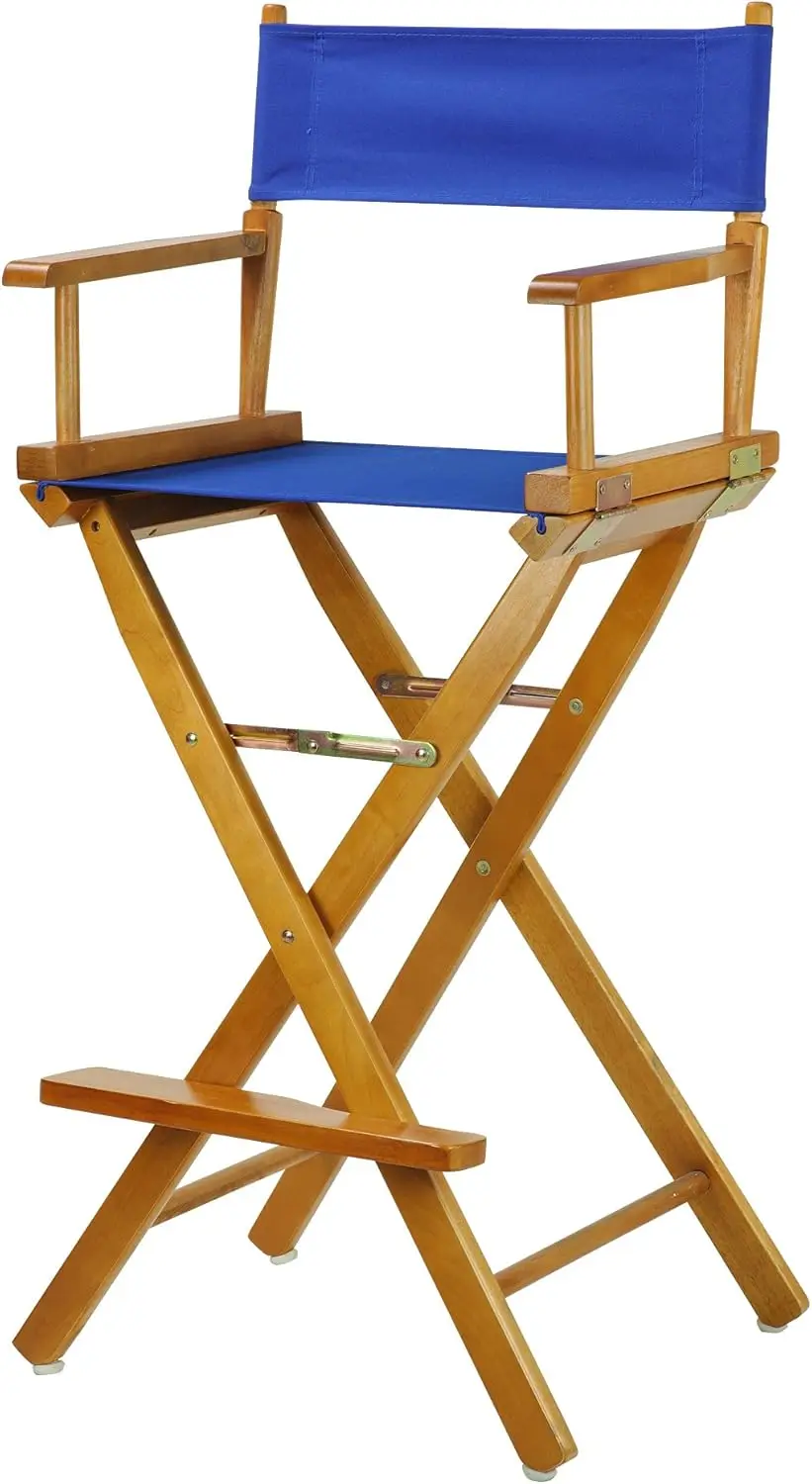 

30" Director's Chair Honey Oak Frame-with Royal Blue Canvas, Bar Height