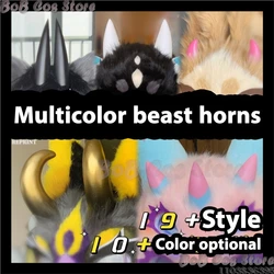 HORN 모피 모피 모피 키구루미 코스프레, 3D 프린트 동물 비스트 코너 모피 코스튬 화이트 몰드 선물, 할로윈 롤플레이 맞춤형