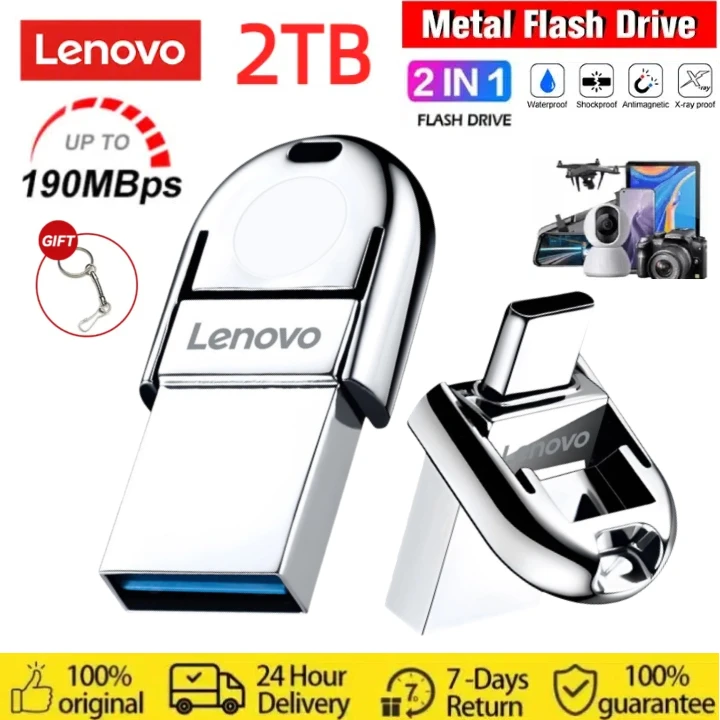 Lenovo 1TB USB C pendrive 2TB Type C แฟลชไดรฟ์ USB3.0 64G 128G 256G USB memoria Stick สำหรับ Huawei และ andriods smartphone