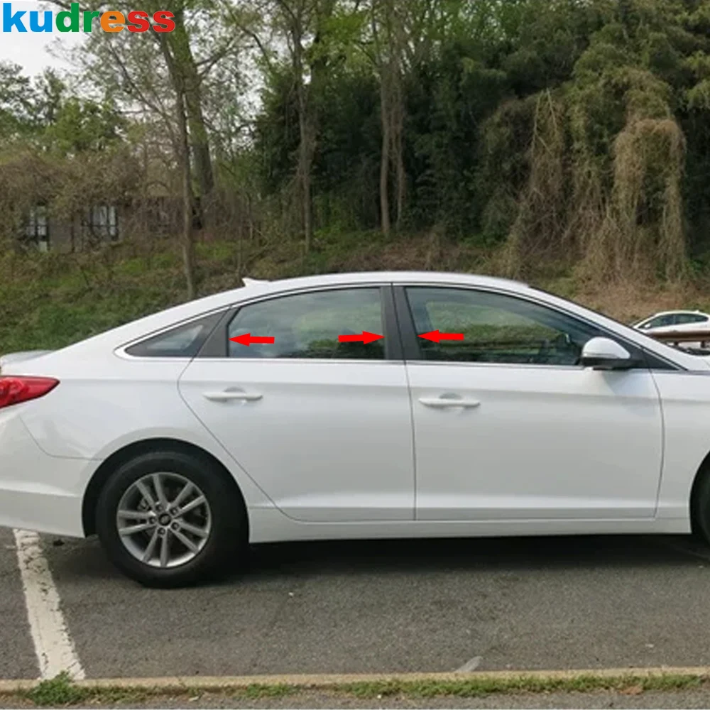Windows Center Pillar Cover Trim For Hyundai Sonata 2015 2016 Steel Car Windows Middle B C Pillars Post Strip Accessories