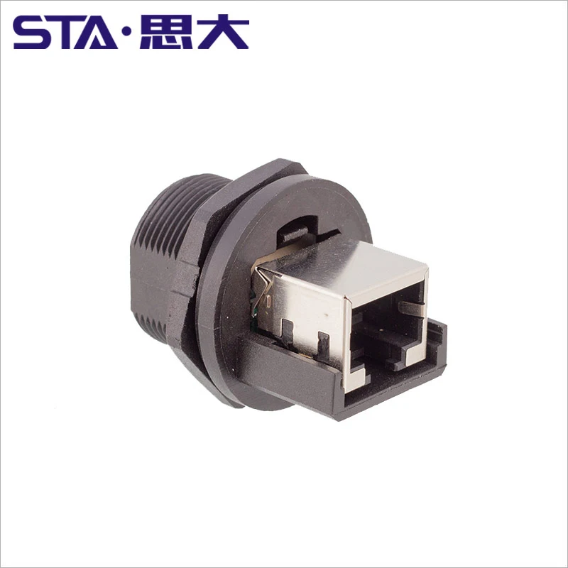 RJ45 Industrial Ethernet Connector E13606 CAT5e CAT6A 8P8C with cap Equivalent Amphenol RJ45 Adapter