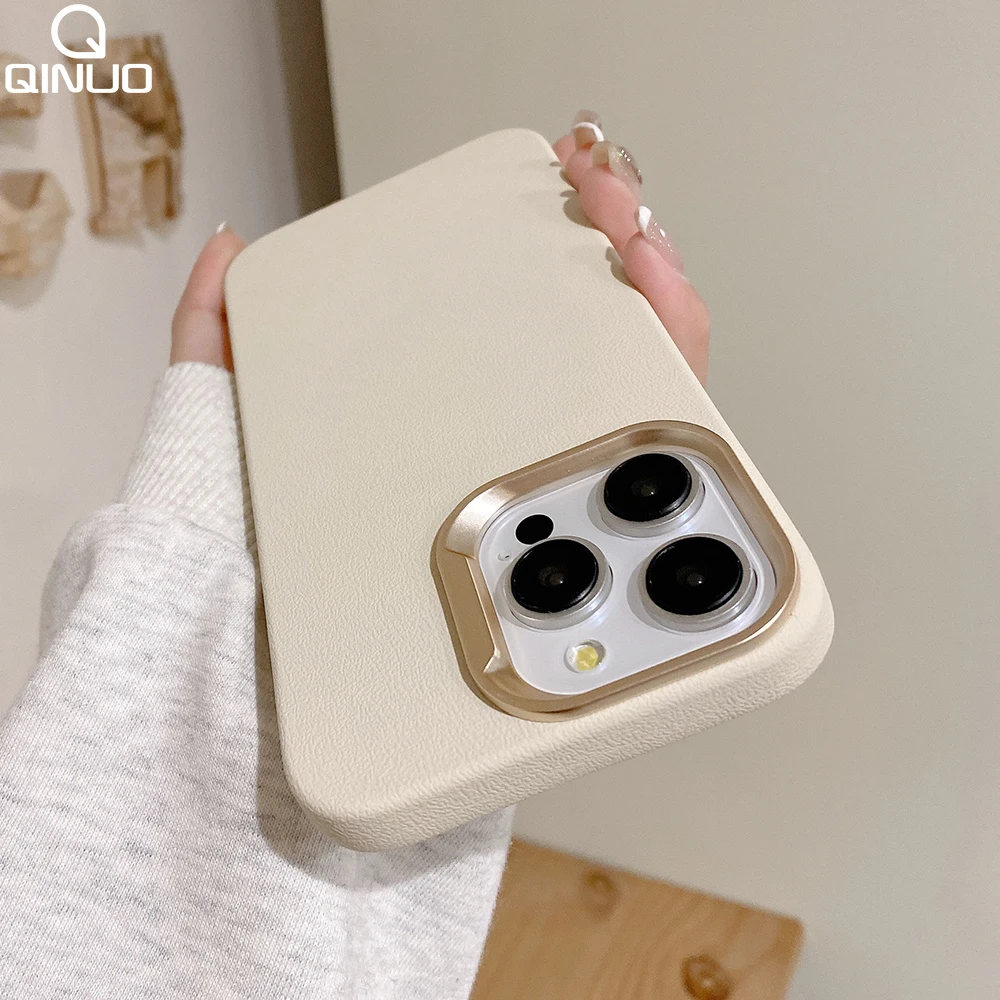 Plating Leather Texture Matte Case For iPhone 16 Plus 15 14 13 12 11 Pro Max Magnetic For Magsafe Skin Feeling Shockproof Cover