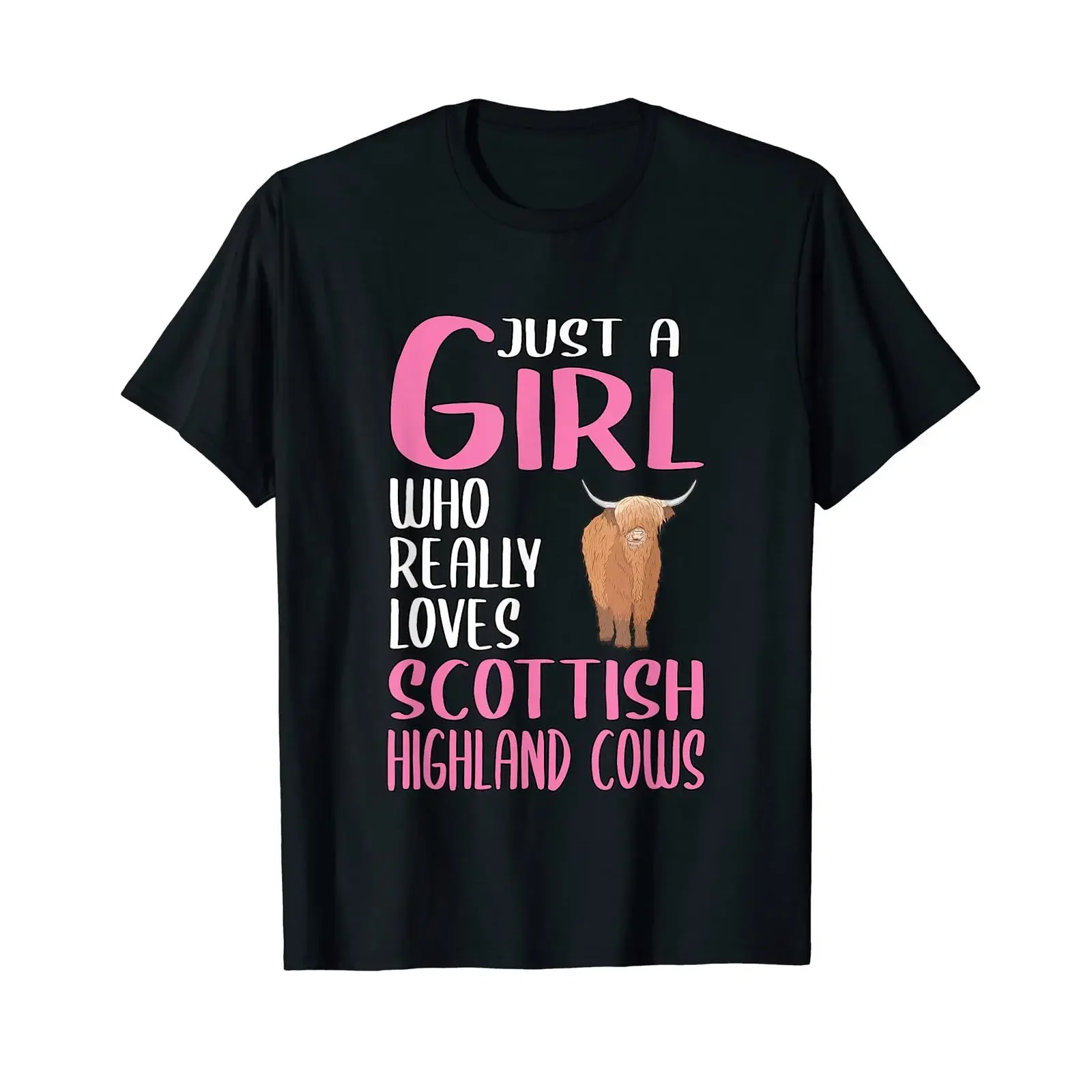 Womens Just A Girl Who Really Loves Scottish Highland Cows T Shirt vintage Washed Soft Stylish Stretched Breathable Casual