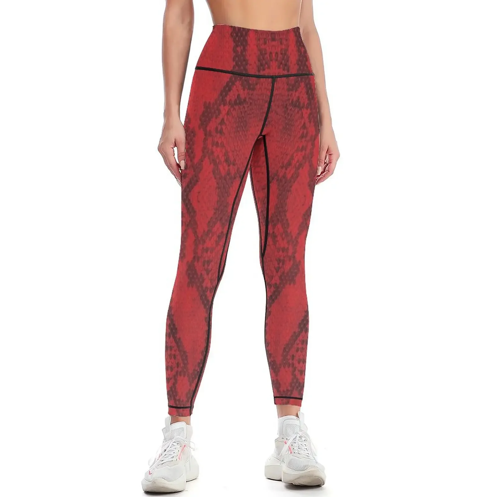 

Red Snake Skin Print Leggings sports for sportswear for gym gym womans Tight fitting woman Womens Leggings