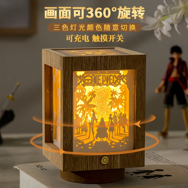 One Piece figure peripherals Roronoa Zoro three-dimensional paper sculpture lantern rotatable night light creative holiday gifts