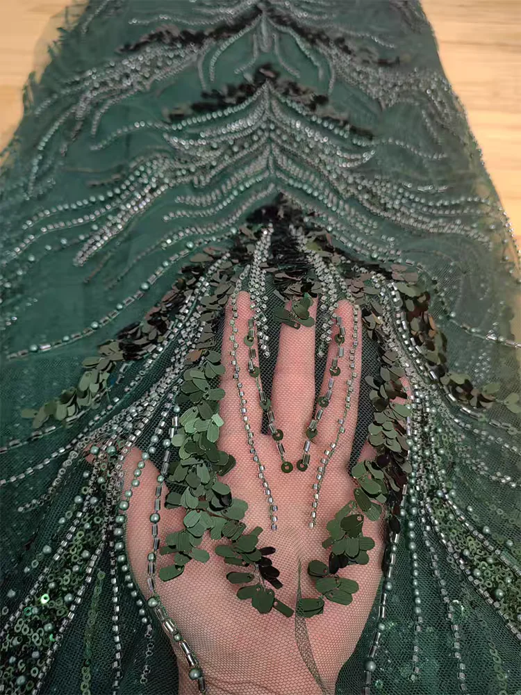 Multi-color Unique Pattern With Shiny Sequins and Machine Beaded Luxury Lace for Weddingdress