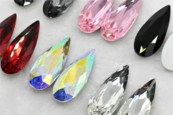 K9 50mm x 20mm vetro pointback strass gioielli a goccia lunghi e decorazioni per la casa grandi pietre di alta qualità per ricamo
