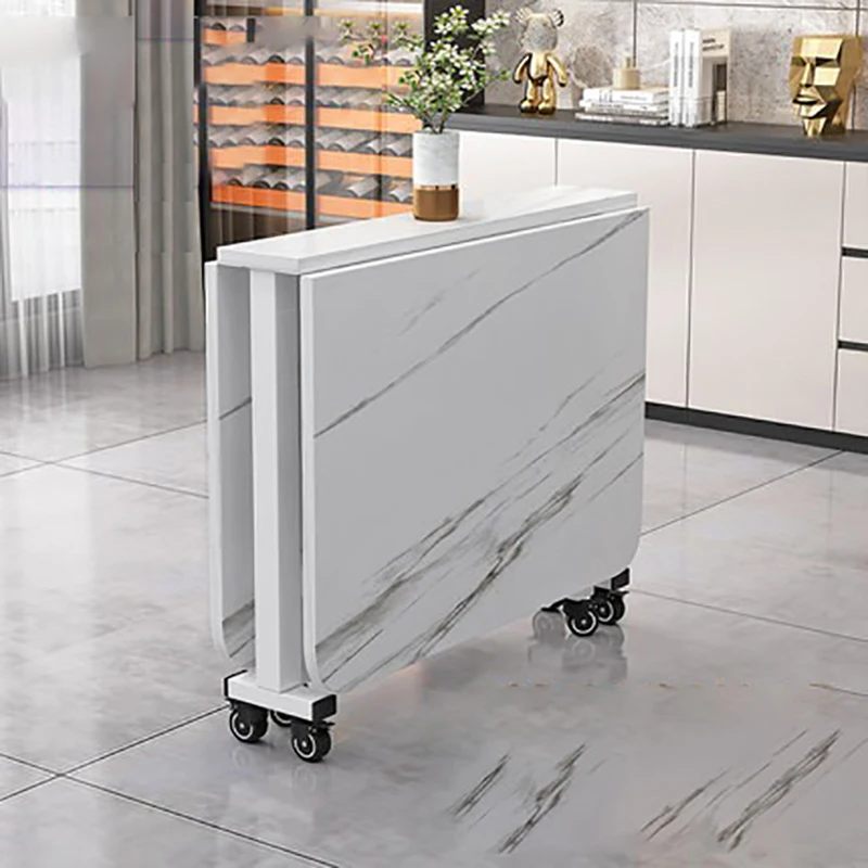 

Folding Dining Table For Small Household Multifunctional Folding Rock Board Table Rectangular Living Room Movable Dining Table