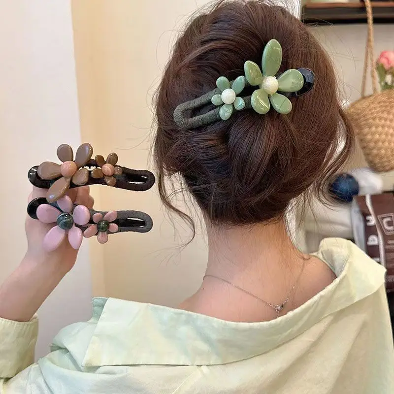 Fashionable flower hairpin hair accessory, duckbill clip, women's back of the head, disc-shaped hair tool, 2025 new headwear