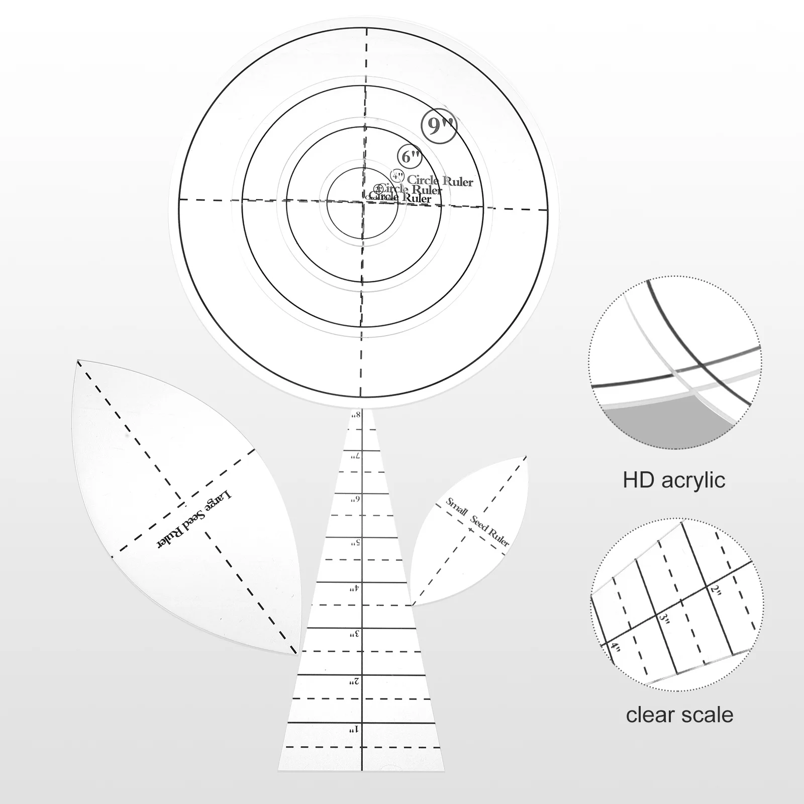 مجموعة واحدة من قالب اللحف مسطرة شفافة من الأكريليك للخياطة المرقعة DIY علم طاولة الحرف اليدوية هدية مثالية مع قطع على شكل #5