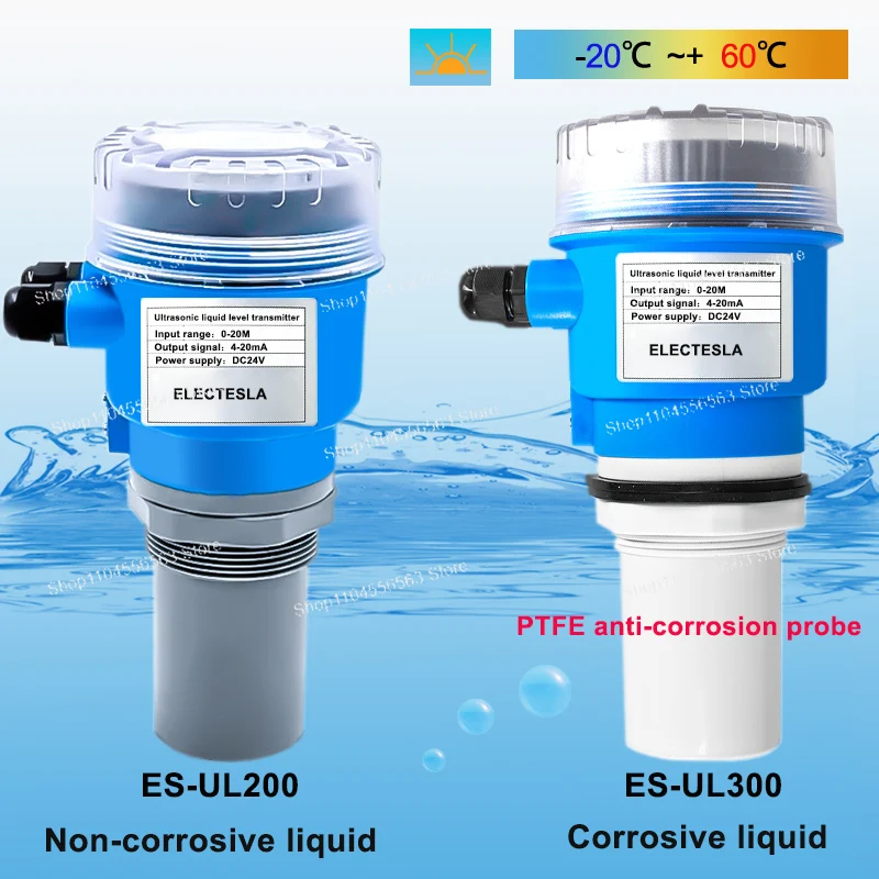Ultrasonic Level Sensor Compact Water Level Meter Anti-Corrosion Explosion-Proof for Tank Liquid & Bulk Material Measurement