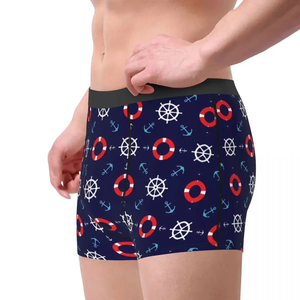 Man Boxer Briefs Shorts Panties Nautical Sailors Pattern Breathable Underwear Male Novelty Underpants