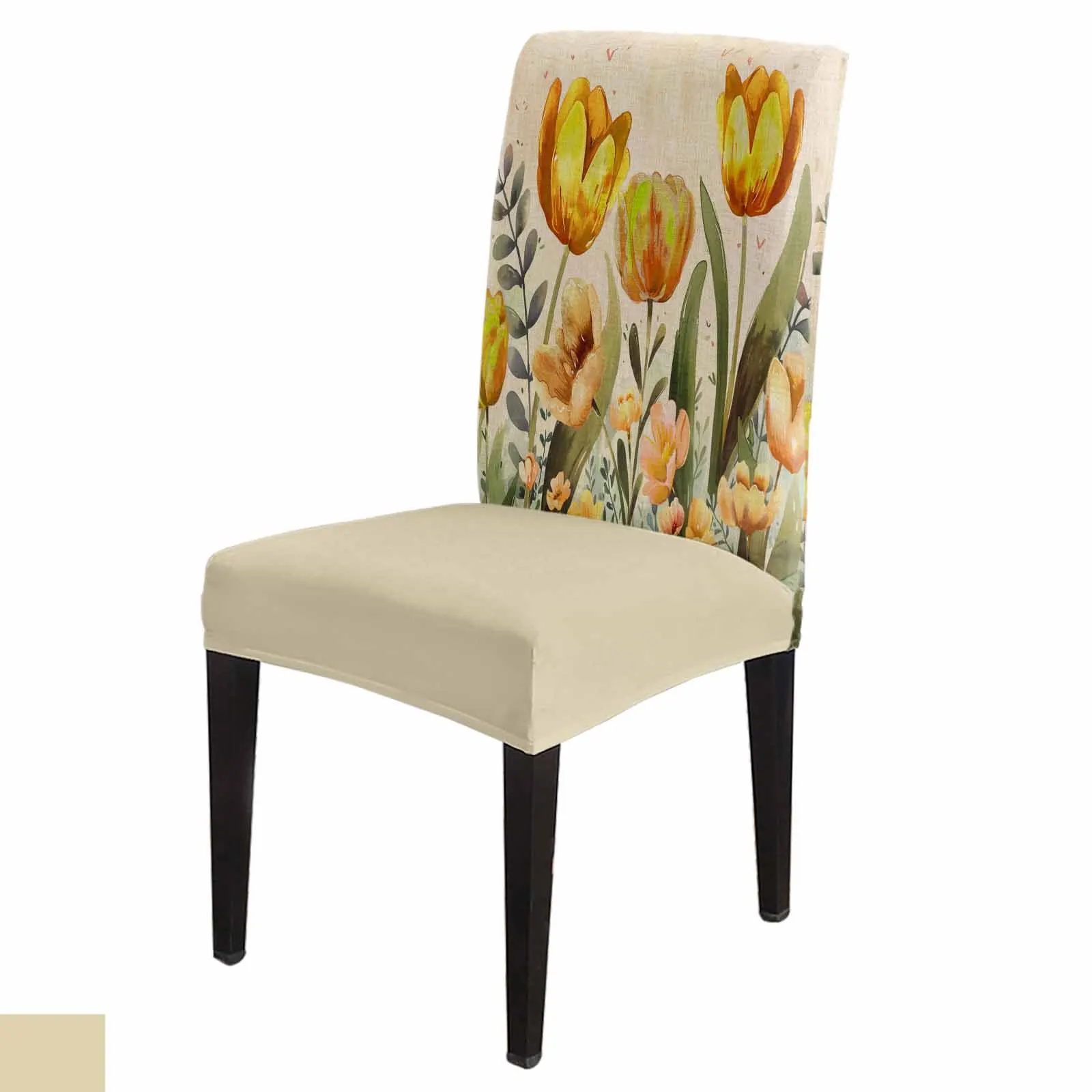 

Flower Tulip Leaf Flower 4/6/8PCS Spandex Elastic Chair Case For Wedding Hotel Banquet Dining Room