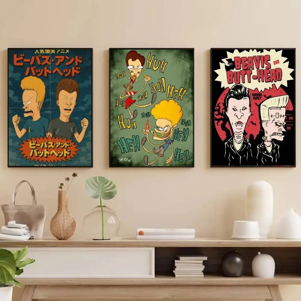 Anime Movie B_Beavis And B_Butthead   Classic Vintage Posters HD Quality Wall Art Retro Posters for Home Room Wall Decor