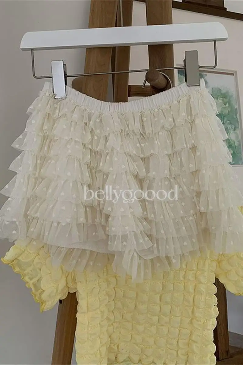 ​​slimming-women's-shorts-ballet-inspired-tiered-ruffle-lace-trim-high-waisted-feminine-grace-stretchy-everyday-bottoms​​