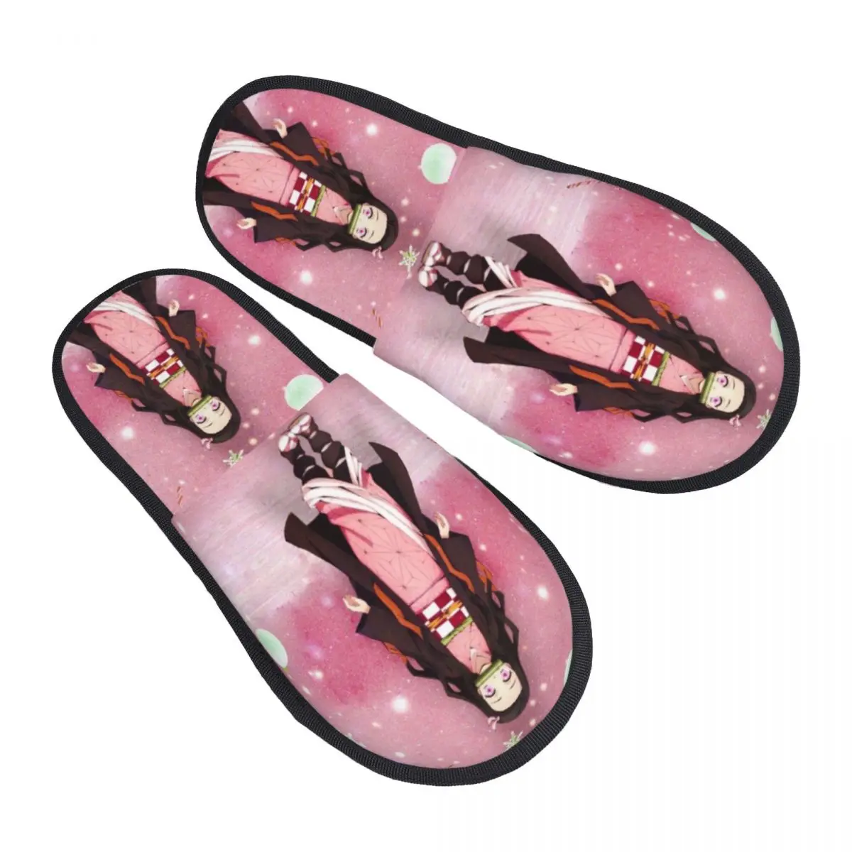 Custom Print Nezuko Kamado House Slippers Cozy Demon Slayer Kimetsu No Yaiba Memory Foam Fluffy Slipper Indoor Outdoor Shoes